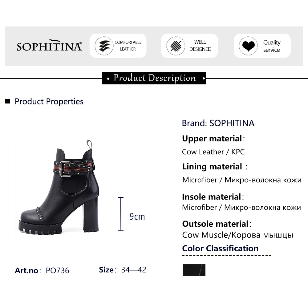 SOPHITINA Women's Ankle Boots Ankle Buckle Platform Non-slip Sole Black Sexy High Heel Adjustable Bootie Women Shoes PO736
SOPHITINA Women's Ankle Boots Ankle Buckle Platform Non-slip Sole Black Sexy High Heel Adjustable Bootie Women Shoes PO736