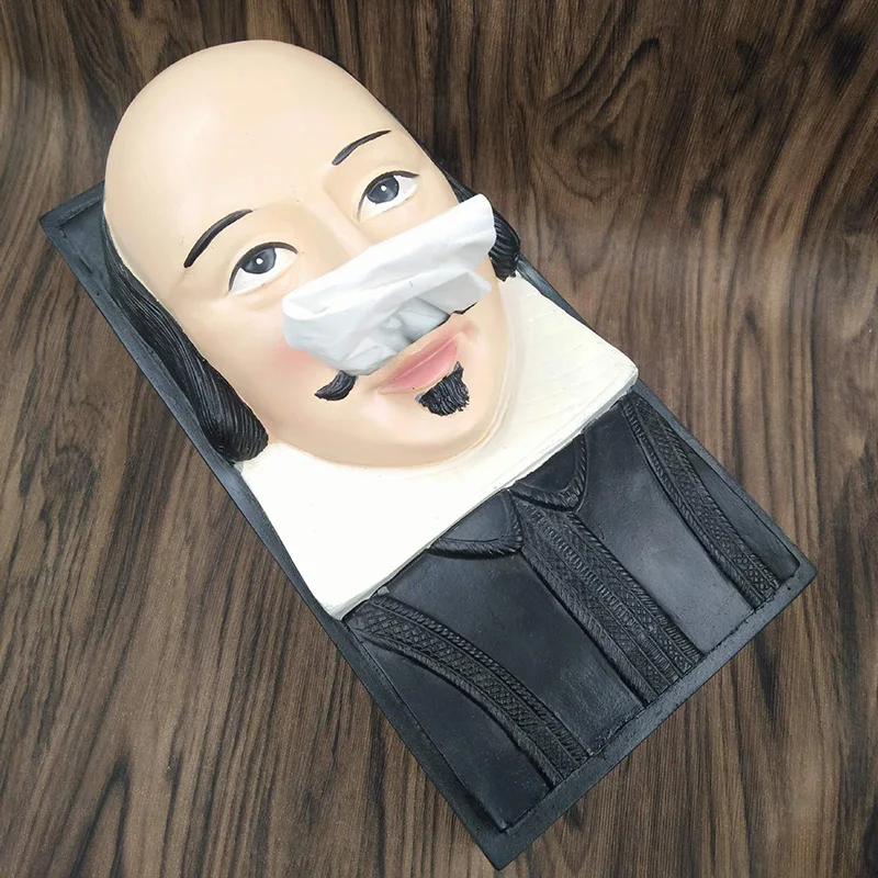 Тканевый ящик Creative Desktop Tissue Box 3D Cute Shakespeare Moai Figure statue Home Office Table Decoration Storage Boxs Napkin Holder.