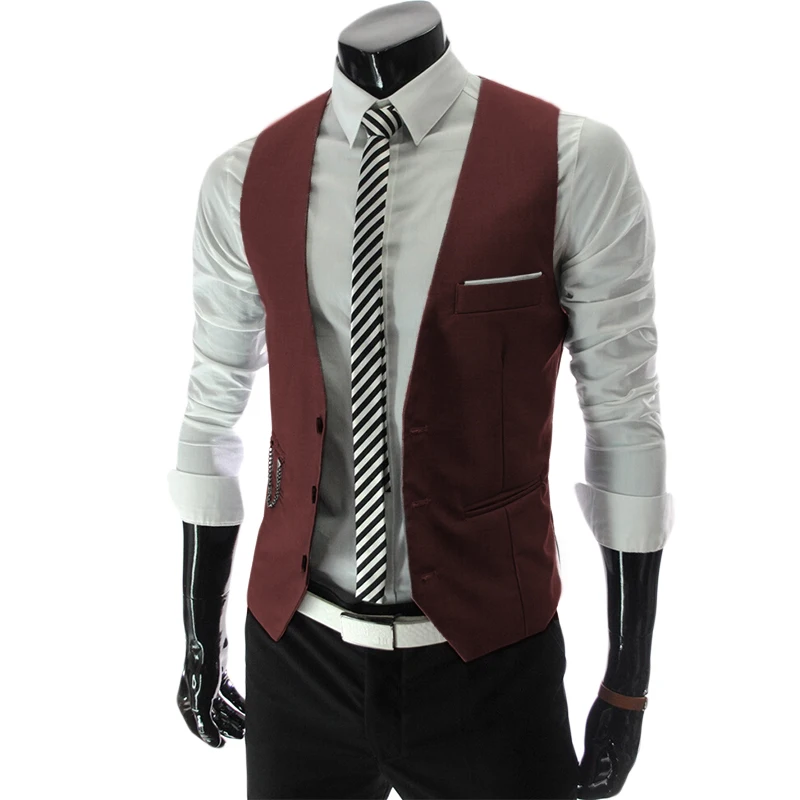 2020 Dress Vests For Men Slim Fit Mens Suit Vest Male Waistcoat Gilet Homme Colete masculino social Formal Business Jacket 4XL | Мужская