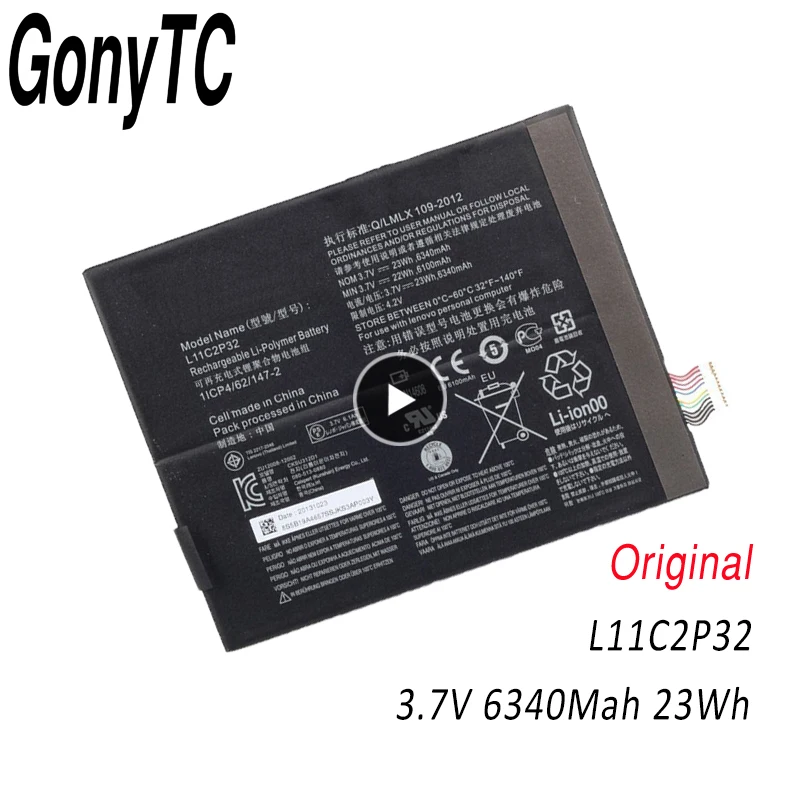 L11C2P32 New Original 6340mAh Battery For Lenovo IdeaTad S6000 S6000-F S6000-H A7600 A7600-HV A7600-F A10-80 A10-80HC
L11C2P32 New Original 6340mAh Battery For Lenovo IdeaTad S6000 S6000-F S6000-H A7600 A7600-HV A7600-F A10-80 A10-80HC