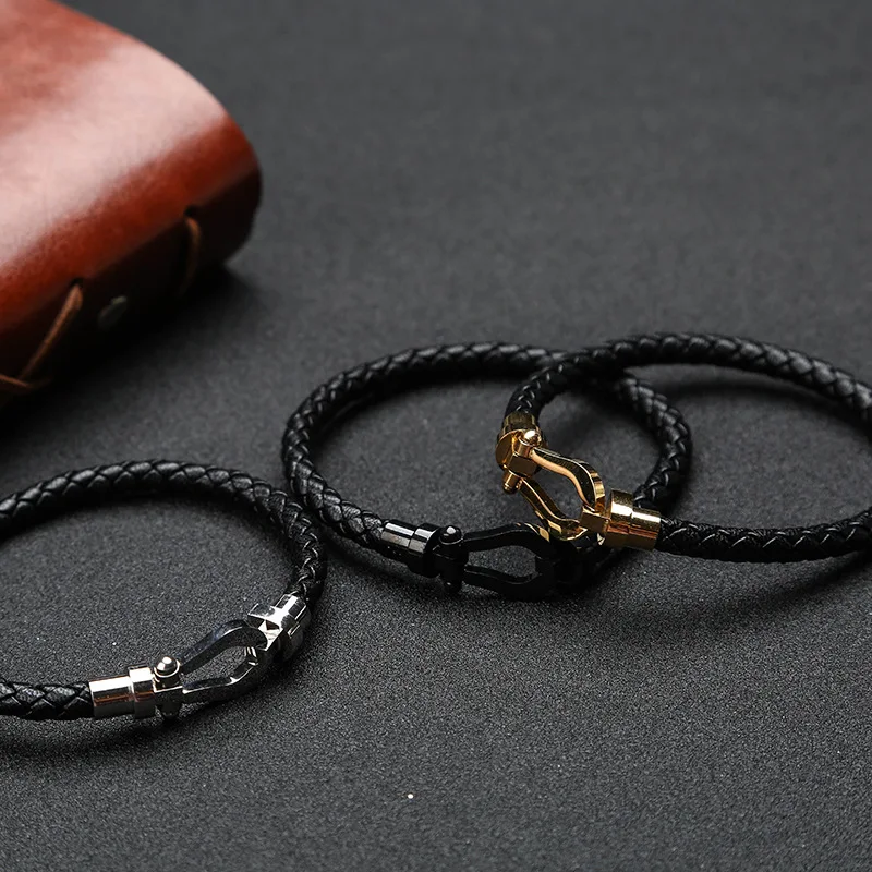 Men's Leather Braided Bracelet, Stainless Steel Horseshoe Buckle Leather Bracelet, Men's U-shaped Bracelet Jewelry
Men's Leather Braided Bracelet, Stainless Steel Horseshoe Buckle Leather Bracelet, Men's U-shaped Bracelet Jewelry