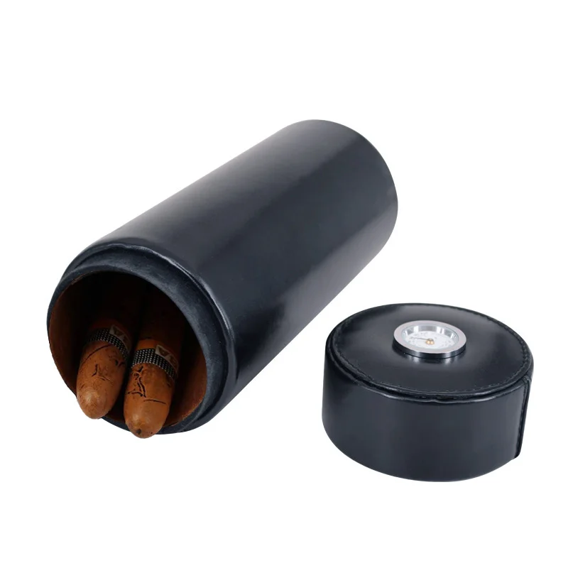 Cigar Container Wood Material And PU Cover Cigar Tube With Hygrometer Function Cigar Cover
Cigar Container Wood Material And PU Cover Cigar Tube With Hygrometer Function Cigar Cover