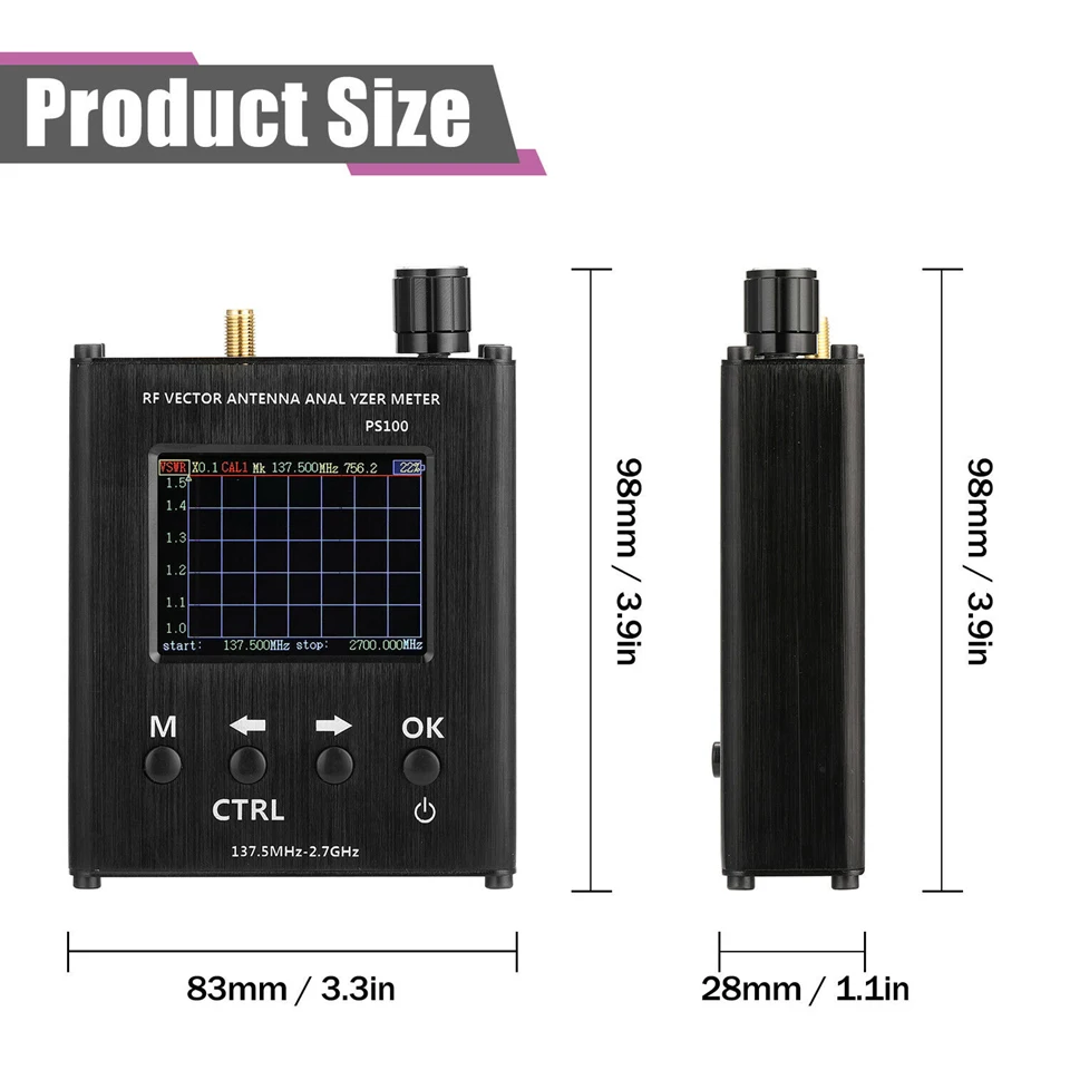 English PS100 N1201SA 140MHz-2.7GHz UV RF Vector Impedance ANT SWR Antenna Analyzer Meter with inner battery in case D1-005
English PS100 N1201SA 140MHz-2.7GHz UV RF Vector Impedance ANT SWR Antenna Analyzer Meter with inner battery in case D1-005
