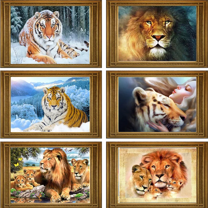 DIY 5D Diamond Mosaic Lion tiger Handmade Diamond Painting Cross Stitch Kits Diamond Embroidery Patterns Rhinestones Arts
DIY 5D Diamond Mosaic Lion tiger Handmade Diamond Painting Cross Stitch Kits Diamond Embroidery Patterns Rhinestones Arts