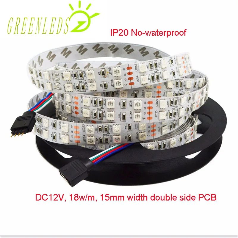 

Светодиодные ленты SMD5050, водонепроницаемость IP20/IP67, 120 светодисветодиодный s/m, двухрядные цветные RGB-ленты 17 Вт/м 12 В постоянного тока, гибкие ...