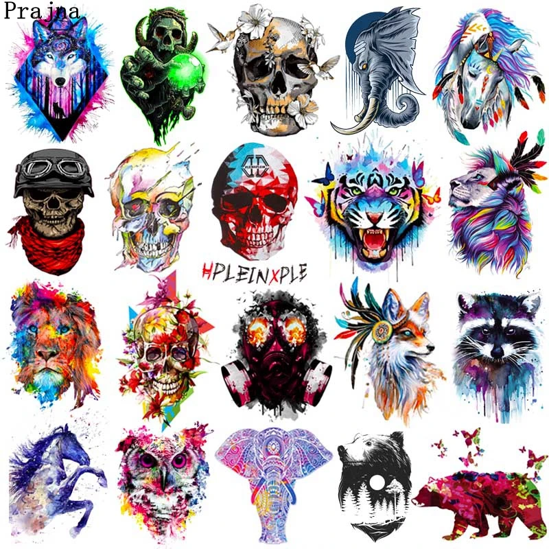 Colorful Animal Applique Iron-On Transfers Patches For Clothing DIY Punk Skull Heat Transfer Thermal Stickers For Clothes Print
Colorful Animal Applique Iron-On Transfers Patches For Clothing DIY Punk Skull Heat Transfer Thermal Stickers For Clothes Print