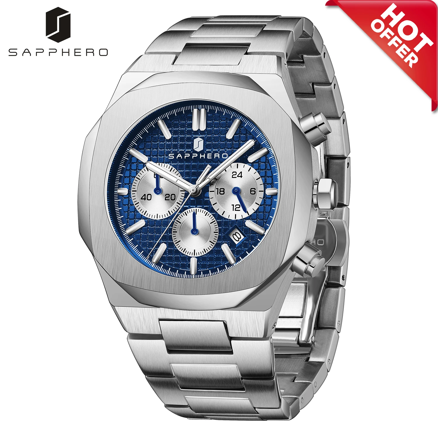 SAPPHERO Mens Watches Waterproof Stainless Steel Quartz Movement Chronograph Silicone Strap Luxury Business Sport Casual Clock
SAPPHERO Mens Watches Waterproof Stainless Steel Quartz Movement Chronograph Silicone Strap Luxury Business Sport Casual Clock
