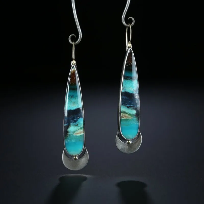 Retro Enamel Long Teardrop Stone Earrings Boho Accessories Blue Painting Statement Drop Dangle Earrings Fashion Jewelry
Retro Enamel Long Teardrop Stone Earrings Boho Accessories Blue Painting Statement Drop Dangle Earrings Fashion Jewelry
