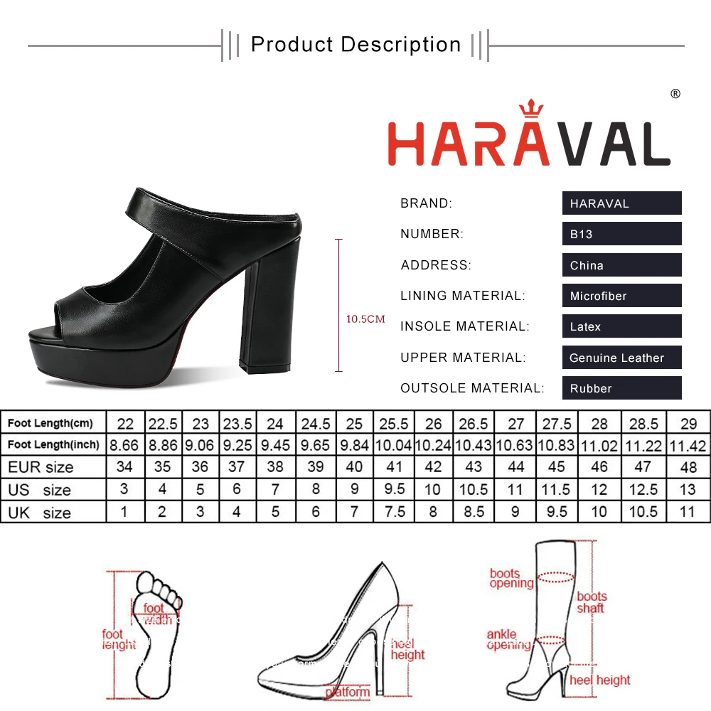 HARAVAL Women Slippers Shoes Thick Bottom Platform Black White Elegant Thick Heels Cow Leather Solid Spring Autumn Style B13
HARAVAL Women Slippers Shoes Thick Bottom Platform Black White Elegant Thick Heels Cow Leather Solid Spring Autumn Style B13