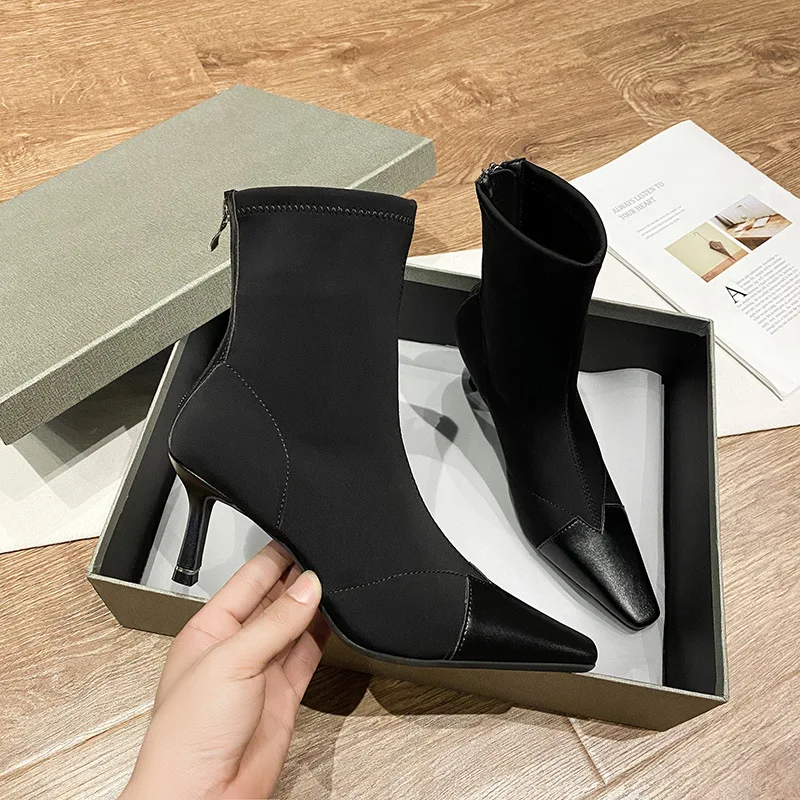 Fashion Sock Boots for Women Sock Ankle Boots Thin Mid Heels Autumn Knitted Boots Pointed Toe Knight Boots Comfortable Slip On
Fashion Sock Boots for Women Sock Ankle Boots Thin Mid Heels Autumn Knitted Boots Pointed Toe Knight Boots Comfortable Slip On