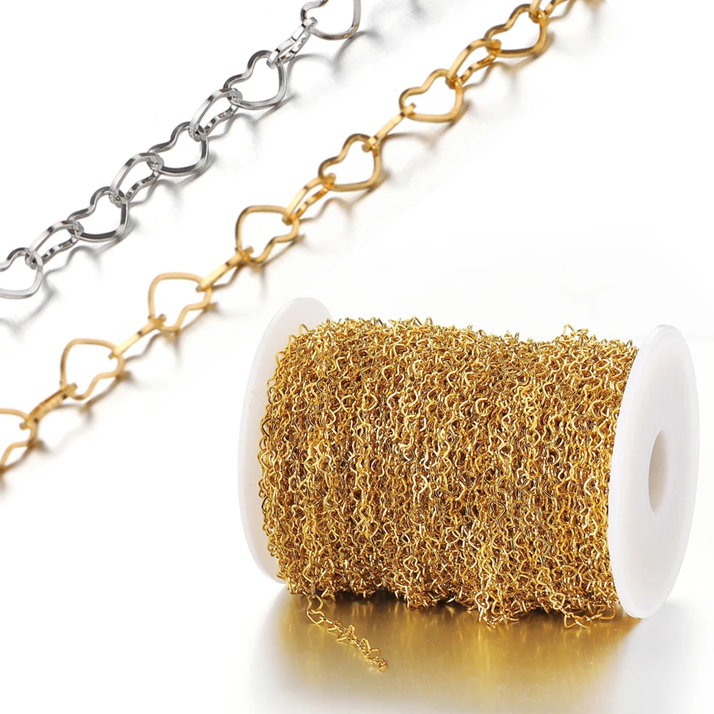 1Meter 4mm Stainless Steel Love Heart Metal Chains for Jewelry Making DIY Bracelet Gold Necklace Chains Findings No Fade
1Meter 4mm Stainless Steel Love Heart Metal Chains for Jewelry Making DIY Bracelet Gold Necklace Chains Findings No Fade
