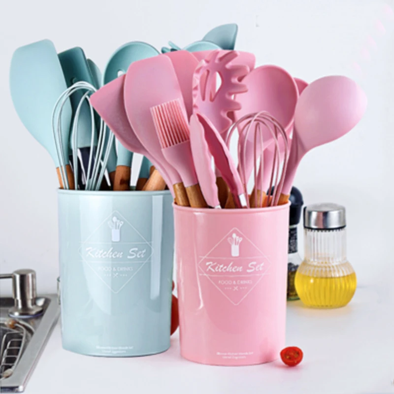 12PCS/Set Silicone Cooking Kitchen Utensils Set Non-Stick Spatula Shovel Wooden Handle Cooking Tools Set With Storage Box
12PCS/Set Silicone Cooking Kitchen Utensils Set Non-Stick Spatula Shovel Wooden Handle Cooking Tools Set With Storage Box