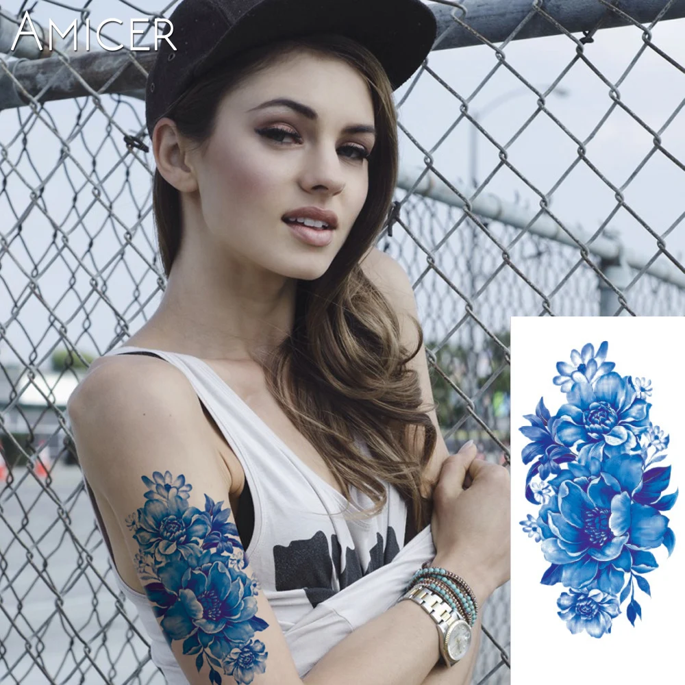Indian Arabic Fake temporary flash henna tattoo stickers blue rose flowers tattoo arm shoulder leg tattoo waterproof women
Indian Arabic Fake temporary flash henna tattoo stickers blue rose flowers tattoo arm shoulder leg tattoo waterproof women