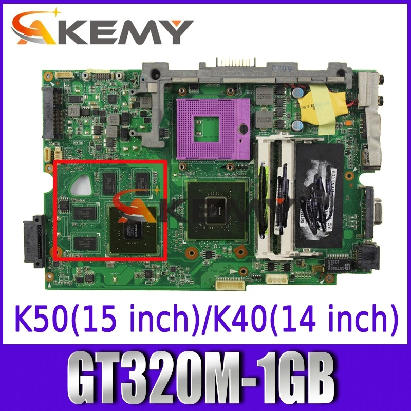 

K40ID Laptop motherboard For Asus K50ID K40IE K50IE original mainboard DDR3-RAM GT320M-1GB