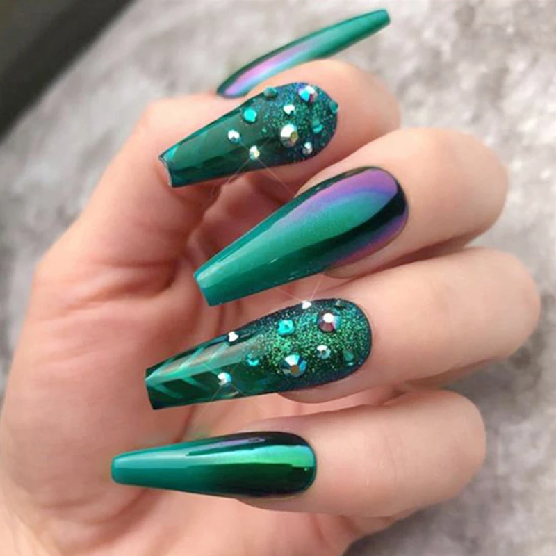 Nail Stickers Glue Super Long Coffin Armor Dark Green Ballet Armor Diamond Wearing Nail Art Light Easy to Replace SOYW889
Nail Stickers Glue Super Long Coffin Armor Dark Green Ballet Armor Diamond Wearing Nail Art Light Easy to Replace SOYW889