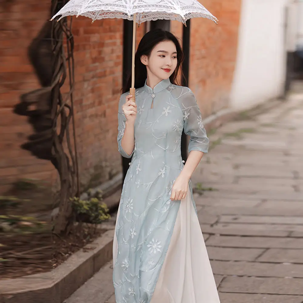 Традиционное Простое Элегантное платье Ципао в китайском стиле ретро