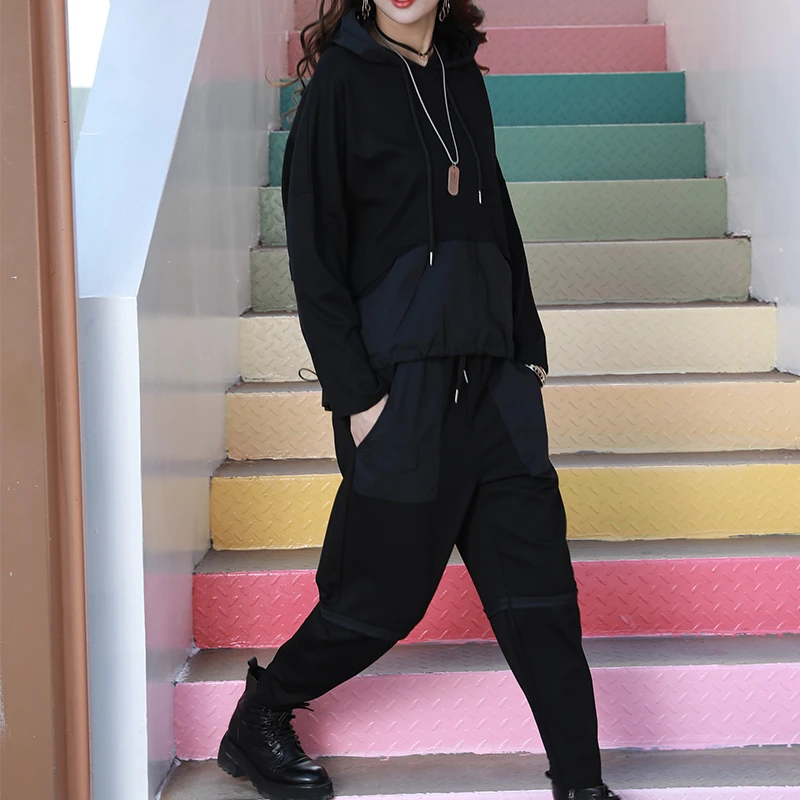 Ladies Vintage Punk Tops And Pants Oversized Outfits 2021 Korean Fahion New Spring Women Casual Loose Hooded Two Pieces Sets
Ladies Vintage Punk Tops And Pants Oversized Outfits 2021 Korean Fahion New Spring Women Casual Loose Hooded Two Pieces Sets