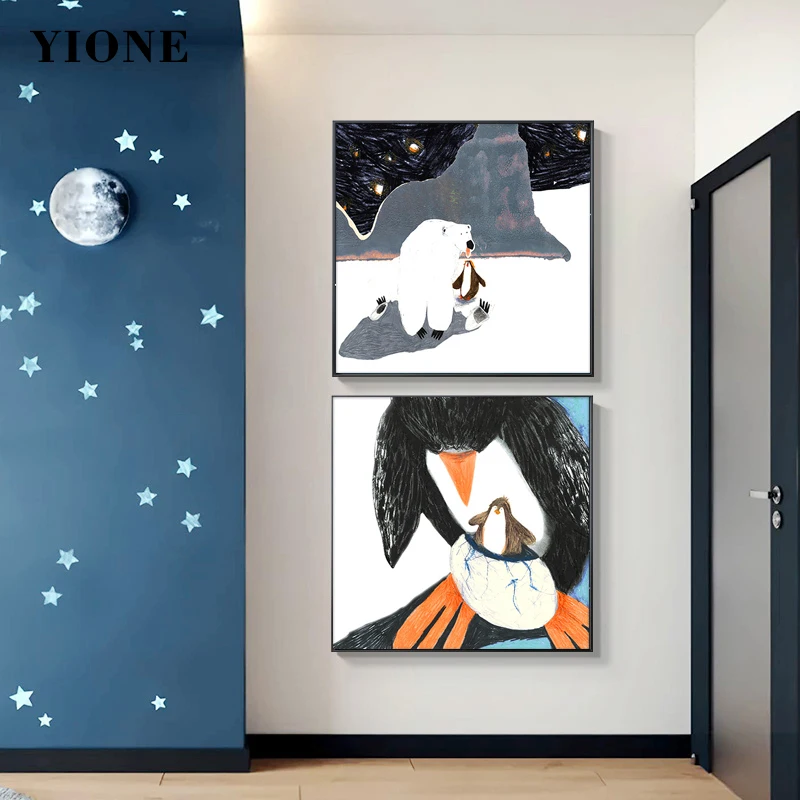 Cute Polar Bear and Penguin Canvas Paintings Cartoon Animal Wall Art Posters and Prints Children's Room Pictures Home Decoration
Cute Polar Bear and Penguin Canvas Paintings Cartoon Animal Wall Art Posters and Prints Children's Room Pictures Home Decoration