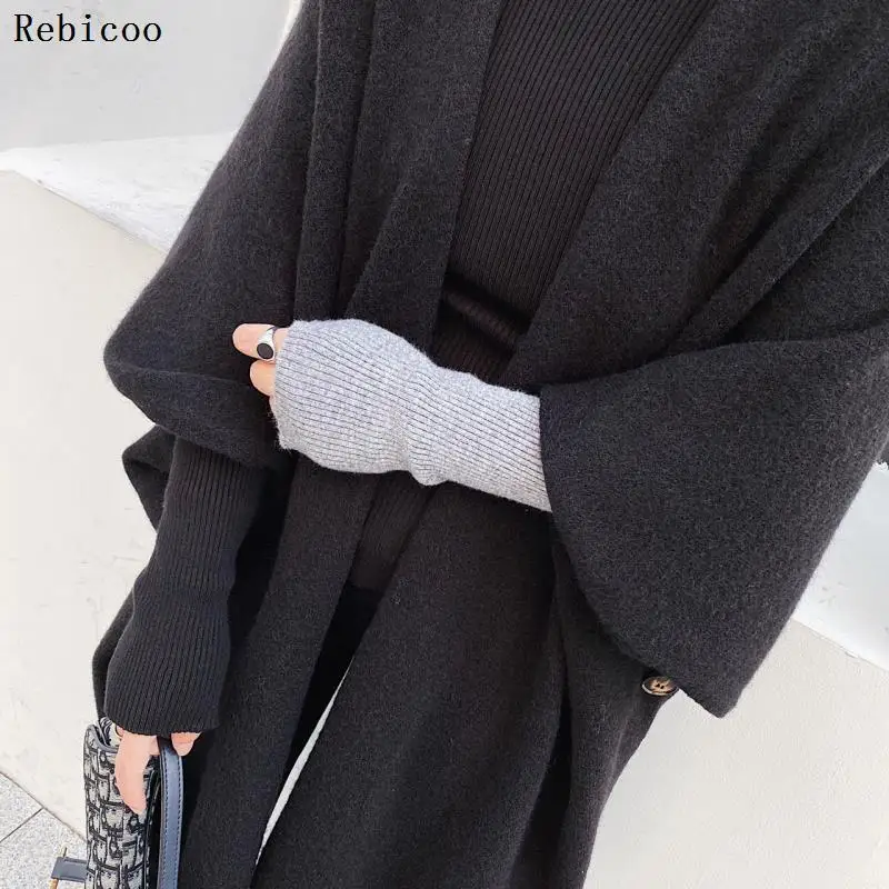 Autumn Women's Shawl Bat Sleeve Loose Knitted Sweater Cardigans Casual High Street Long Sleeve Cardigan Outwear
Autumn Women's Shawl Bat Sleeve Loose Knitted Sweater Cardigans Casual High Street Long Sleeve Cardigan Outwear