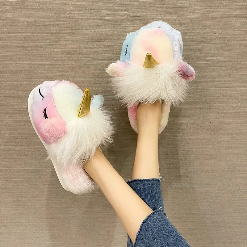 New Arrival Girls Unicorn Fluffy Fur Slippers Woman's Winter Cotton Slides Females Flat Bottom Cmofy Indoor Shoes Women Slippers
New Arrival Girls Unicorn Fluffy Fur Slippers Woman's Winter Cotton Slides Females Flat Bottom Cmofy Indoor Shoes Women Slippers