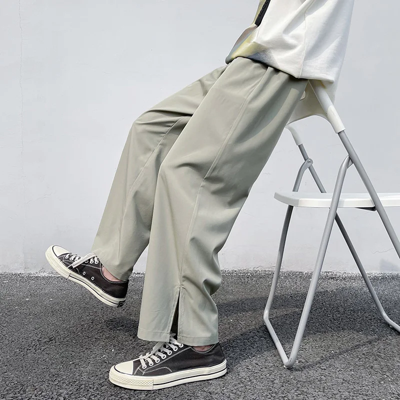 Men Fashion Ice Silk Pants New Loose Straight Summer Thin Casual Trousers Men's Streetwear Vent Long Pants Black/White/Pea Green
Men Fashion Ice Silk Pants New Loose Straight Summer Thin Casual Trousers Men's Streetwear Vent Long Pants Black/White/Pea Green
