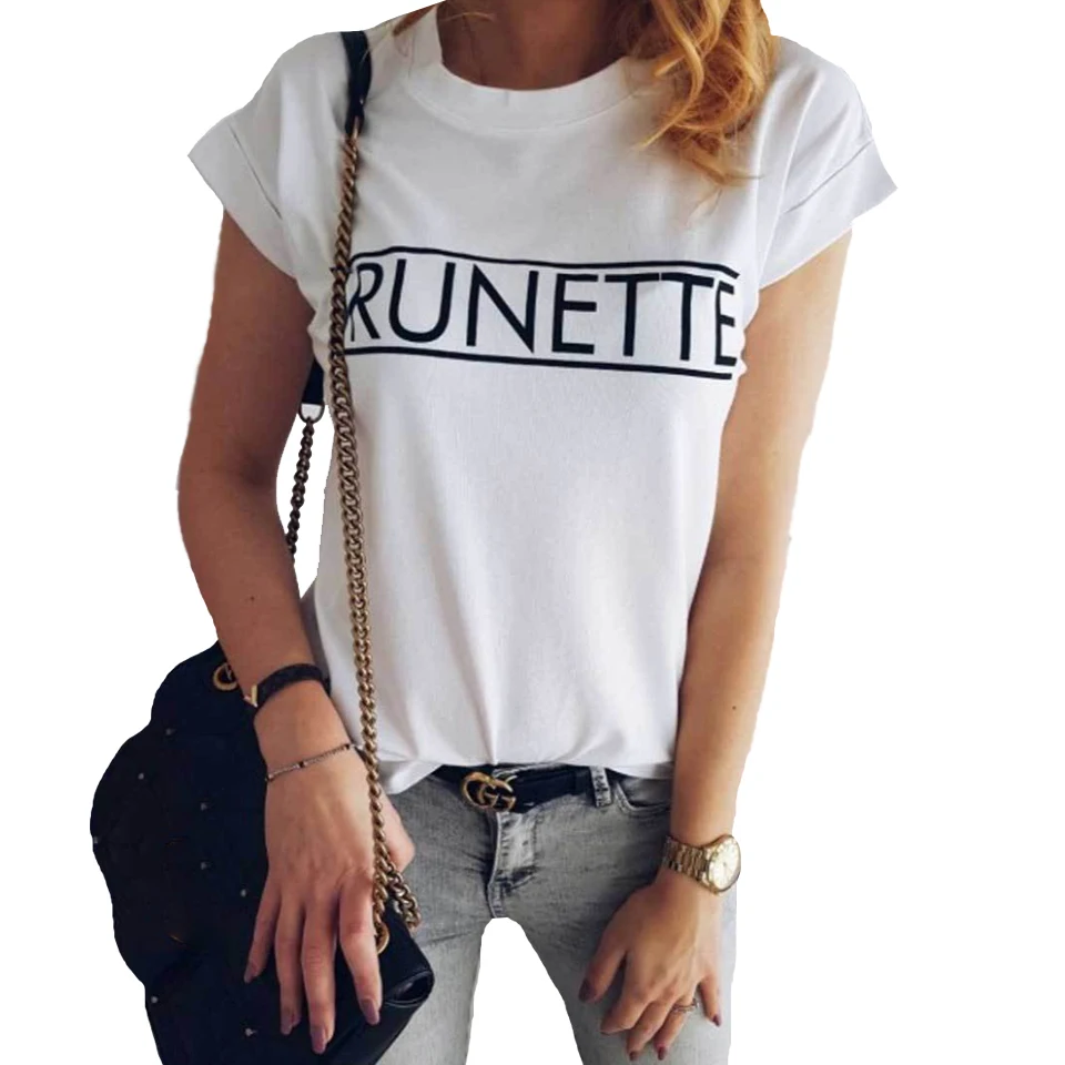Brunette Blonde Best Friend T Shirt Vetement Femme 2020 New Letter Print Female T Shirt Short Sleeve Casual Women T-Shirts Cute
Brunette Blonde Best Friend T Shirt Vetement Femme 2020 New Letter Print Female T Shirt Short Sleeve Casual Women T-Shirts Cute