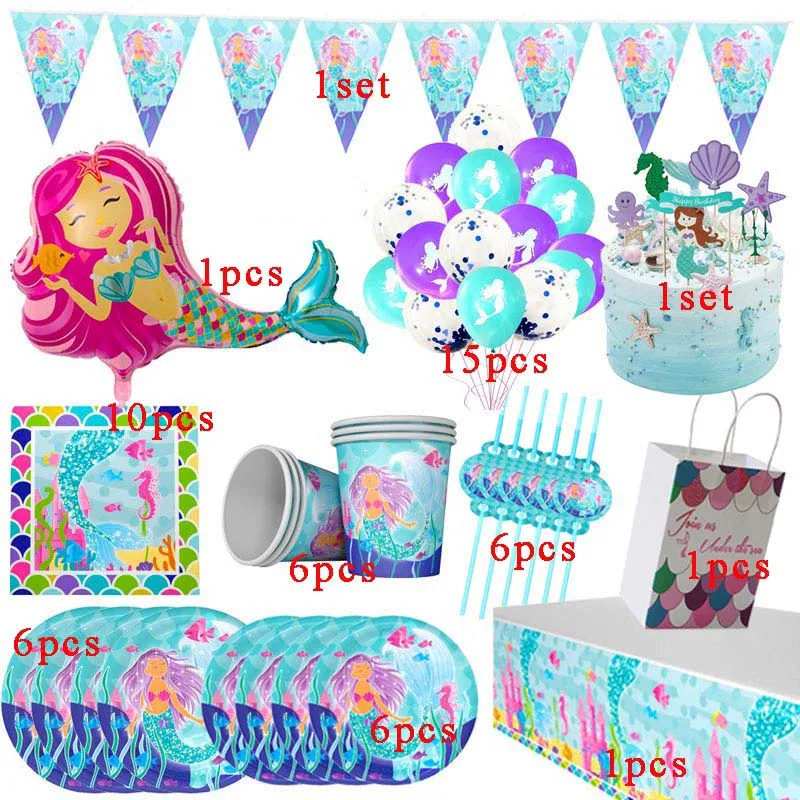 1st Happy Birthday Party Set Mermaids Party Tableware Paper Cups Plate Latex Balloons Baby Shower Party Decorations
1st Happy Birthday Party Set Mermaids Party Tableware Paper Cups Plate Latex Balloons Baby Shower Party Decorations