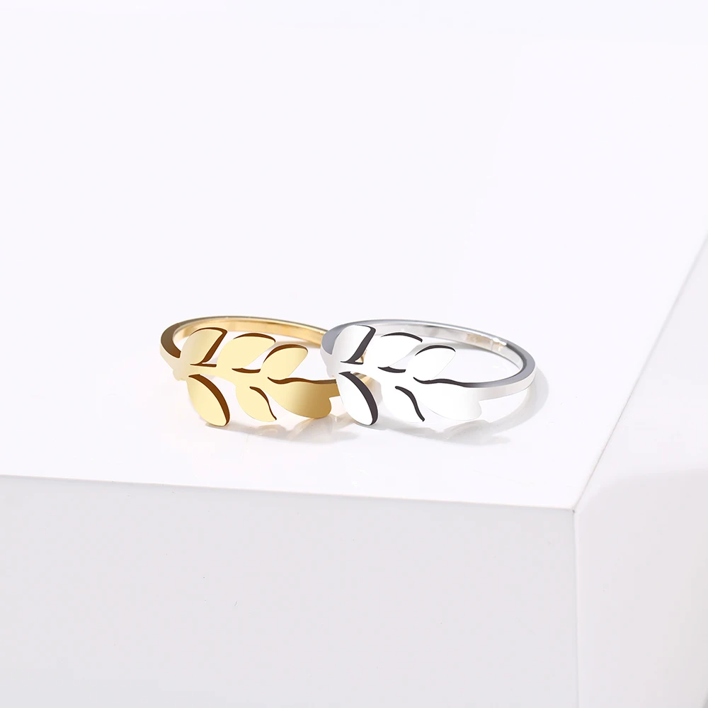 DOTIFI для женщин кольцо новый творческий простой лист дизайн нержавеющая сталь