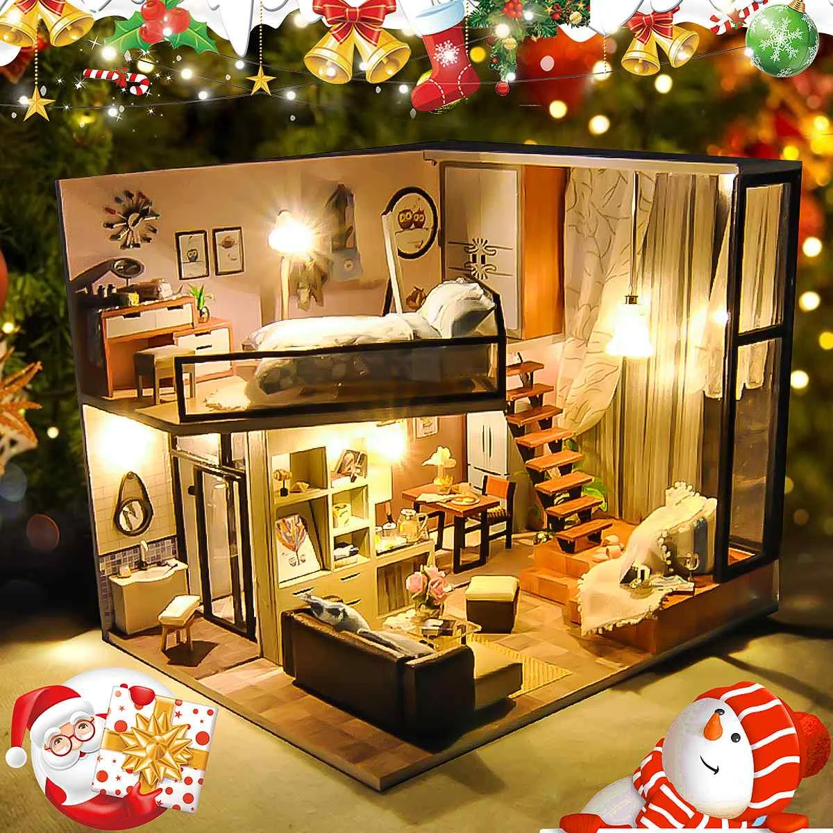NEW DIY Wooden House Dollhouse kit Wooden Miniature Doll Houses Miniature Dollhouse toys With Furniture LED Lights Gift
NEW DIY Wooden House Dollhouse kit Wooden Miniature Doll Houses Miniature Dollhouse toys With Furniture LED Lights Gift