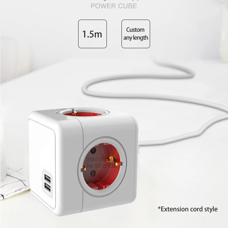 Удлинительная розетка Sopend Power Cube умный настенный адаптер с европейской вилкой