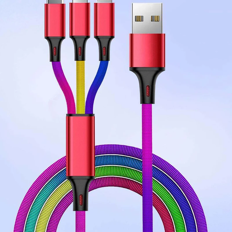 Кабель USB Type-C Micro для iPhone Samsung Xiaomi цветной 3 в 1 мобильный телефон | Мобильные