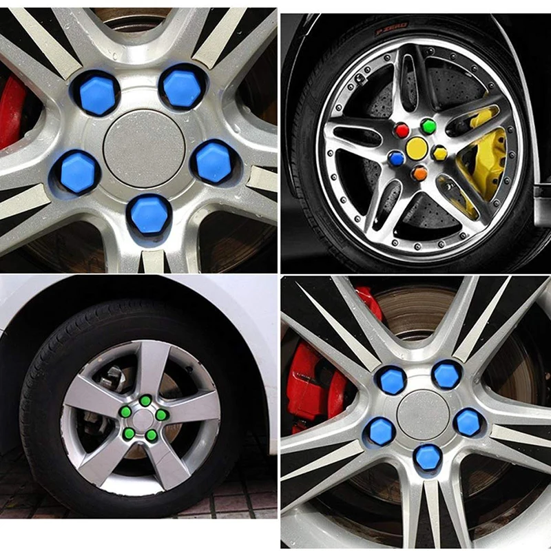 

20Pcs Car Wheel Nuts 15mm 17mm 19mm 21mm Universal Silica Gel Wheel Nut Covers Decorative Tire Screw Bolt Tyre Screw Cap Car Nut
