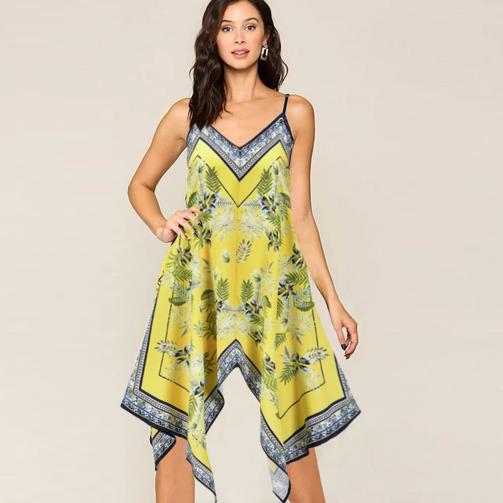 Sexy Sleeveless Spaghetti Strap Dress Women Leaves Print Irregular Loose Maxi Dress Summer Casual Beach Party Dresses Vestidos
Sexy Sleeveless Spaghetti Strap Dress Women Leaves Print Irregular Loose Maxi Dress Summer Casual Beach Party Dresses Vestidos