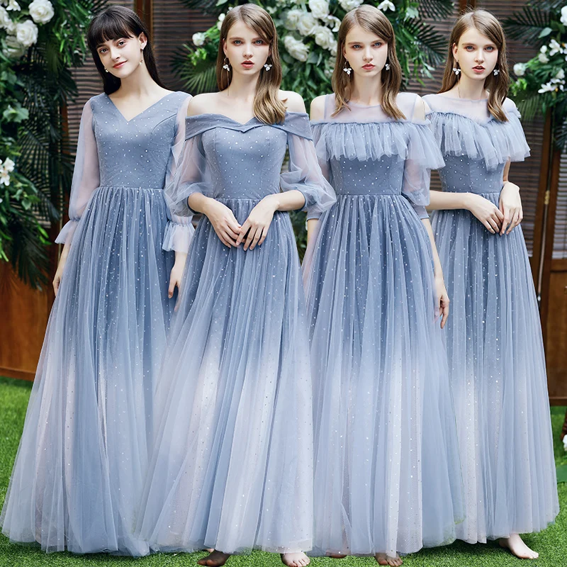 Bridesmaids Dresses Illusion O-Neck Half Floor-Length Tulle Lace Off The Shoulder A-Line Luxury Women Wedding Party Gown E722
Bridesmaids Dresses Illusion O-Neck Half Floor-Length Tulle Lace Off The Shoulder A-Line Luxury Women Wedding Party Gown E722