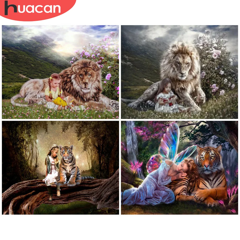 HUACAN Paint By Numbers Lion Wall Art HandPainted Unique Gift Picture By Number Girl Figure For Living Room 
HUACAN Paint By Numbers Lion Wall Art HandPainted Unique Gift Picture By Number Girl Figure For Living Room