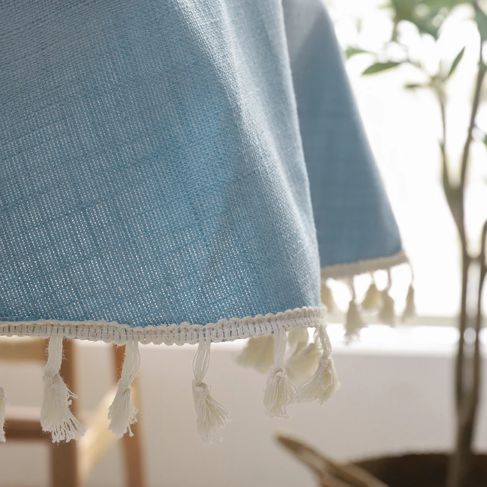 SPRICA Blue Round Tablecloth, Cotton Linen Texture Tassel Decorative Solid Color Table Cover, with Tassel Diameter 60"
SPRICA Blue Round Tablecloth, Cotton Linen Texture Tassel Decorative Solid Color Table Cover, with Tassel Diameter 60"