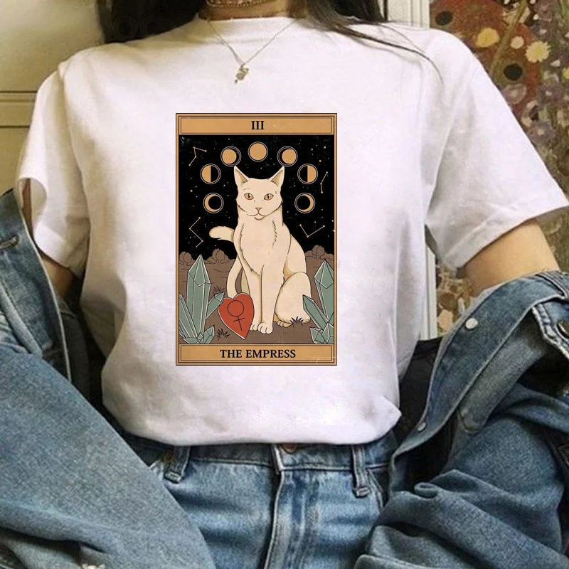 Tarot Cat Print T-Shirt Women Fashion Graphic T Shirt Cute T-Shirt Casual Tee Shirt Tees Short Sleeve Tee Shirt Womens Tops
Tarot Cat Print T-Shirt Women Fashion Graphic T Shirt Cute T-Shirt Casual Tee Shirt Tees Short Sleeve Tee Shirt Womens Tops