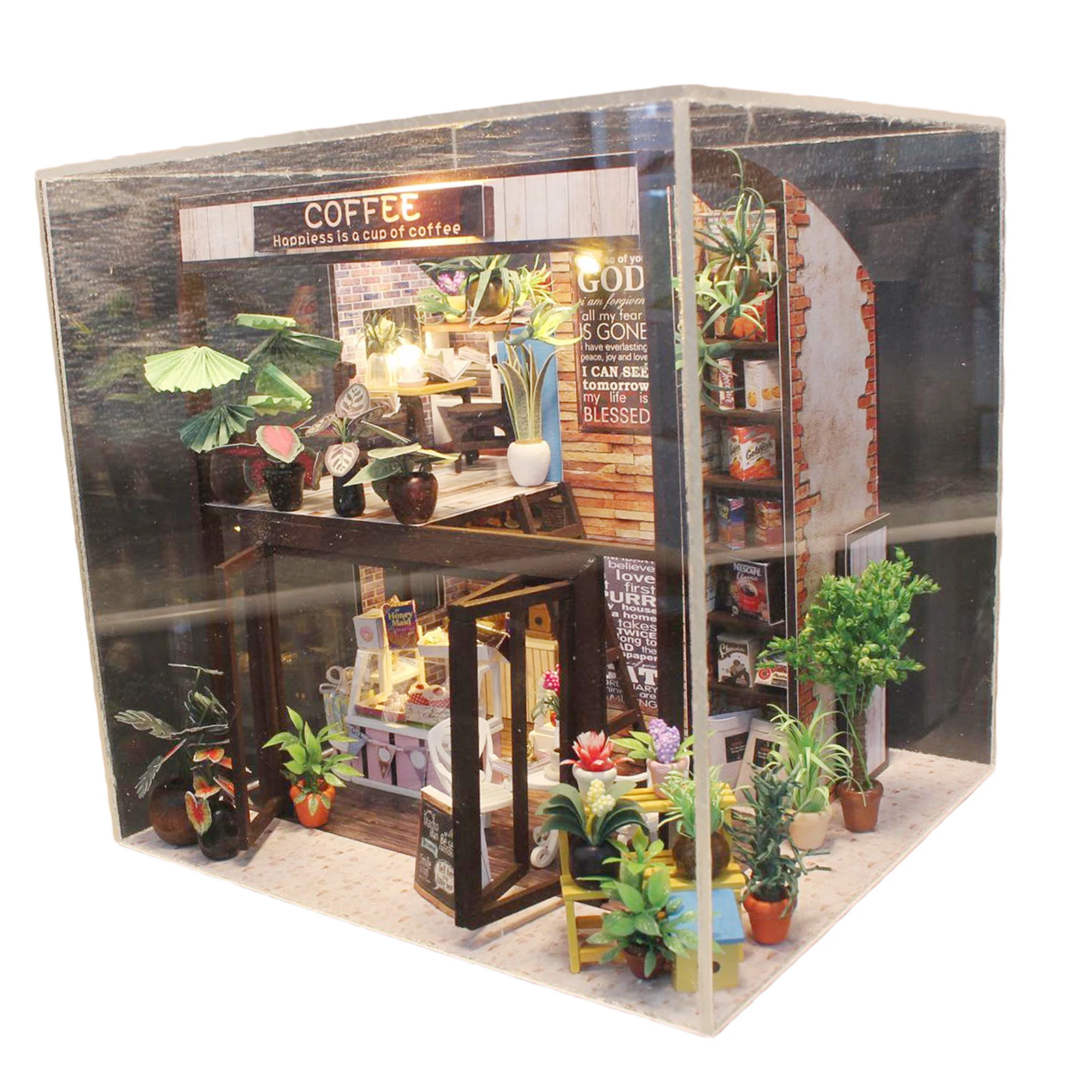 Architecture Model Building Kits with Furniture LED Miniature Wooden Dollhouse