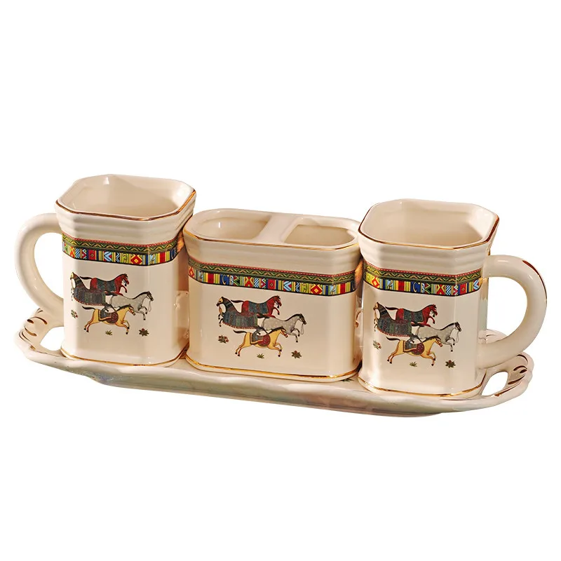Bathroom Accessories Set Ceramic Toothbrush Holder Gargle Cups With Tray Luxury Bathroom Products 6 Pieces Set Wedding Gifts
Bathroom Accessories Set Ceramic Toothbrush Holder Gargle Cups With Tray Luxury Bathroom Products 6 Pieces Set Wedding Gifts