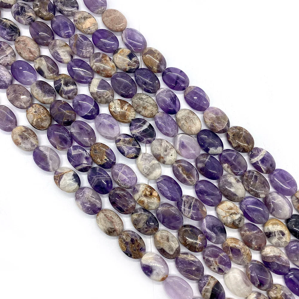 

1 Strand Natural Semi-precious Stone Amethyst Loose Beads Strand Oval Shaped 13x18mm DIY for Making Necklace Bracelets 22Pcs