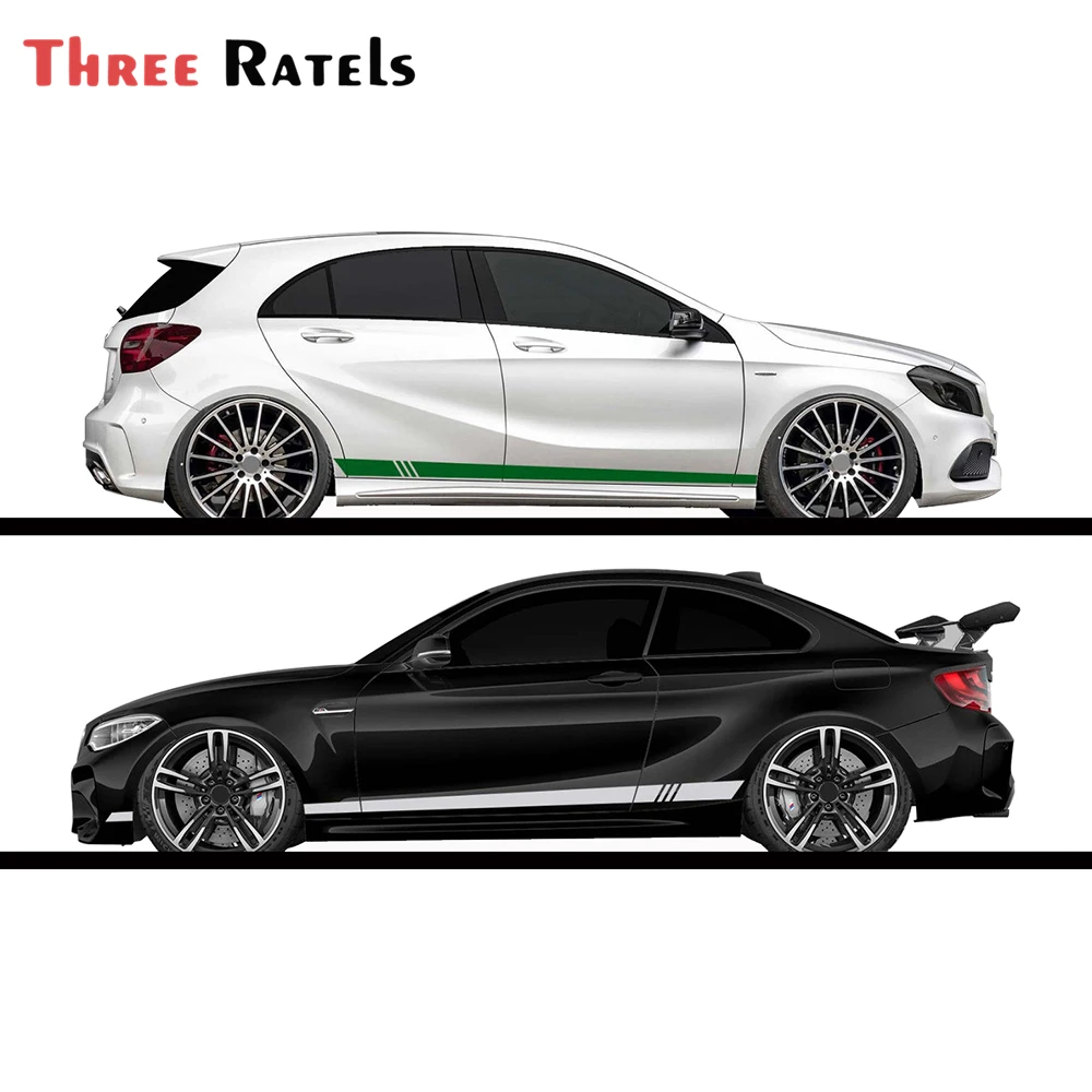 

Three Ratels FD27 2pcs/pair 220x8cm Car DIY Both Sides Sticker Race Stripes Camouflage Automobiles Products Wrap Vinyl Film