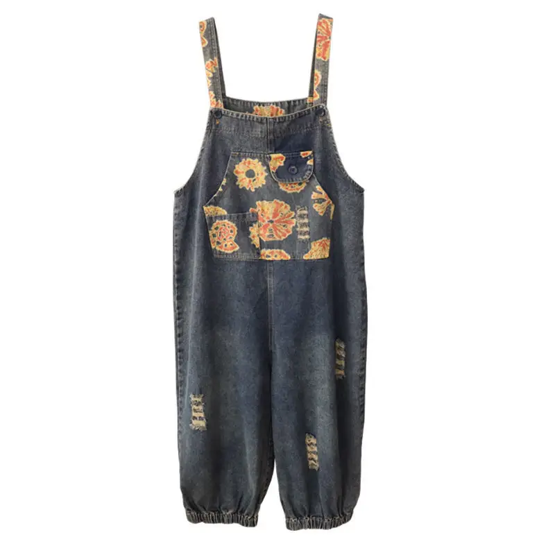 Retro Denim Suspenders Women's 2021 Summer Wear New Printing Water Wash White Hole Loose Age Reducing Casual Pants Jumpsuits
Retro Denim Suspenders Women's 2021 Summer Wear New Printing Water Wash White Hole Loose Age Reducing Casual Pants Jumpsuits