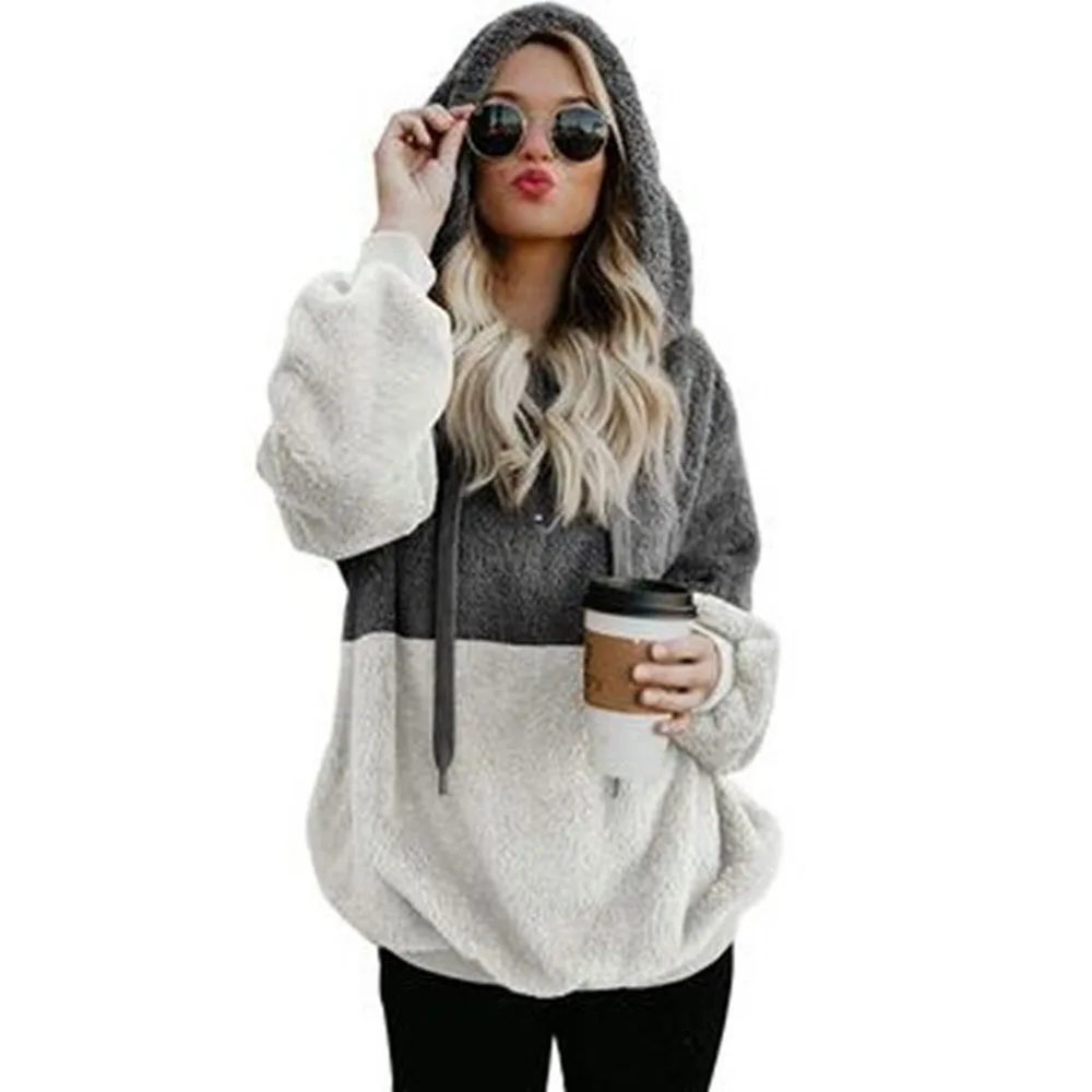 2021 Winter Women's Zipper Hooded Plush Color-blocking Pocket Sweater Loose Jacket Casual All-match Plush Hooded Women's Top
2021 Winter Women's Zipper Hooded Plush Color-blocking Pocket Sweater Loose Jacket Casual All-match Plush Hooded Women's Top