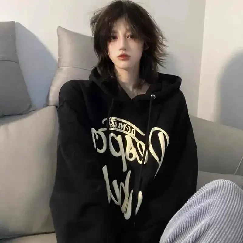 street black hooded sweatshirt Men women letter printed couple coats spring autumn thin loose wild oversize casual jackets
street black hooded sweatshirt Men women letter printed couple coats spring autumn thin loose wild oversize casual jackets