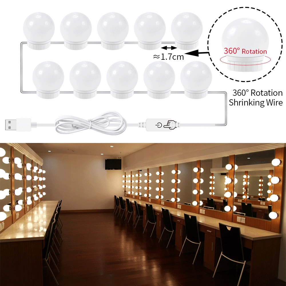 LED Mirror Lamp Bulb USB Hollywood Makeup Vanity Light LED Stepless Dimmable Dressing Table Bombillas LED Bathroom Mirror Lampy
LED Mirror Lamp Bulb USB Hollywood Makeup Vanity Light LED Stepless Dimmable Dressing Table Bombillas LED Bathroom Mirror Lampy