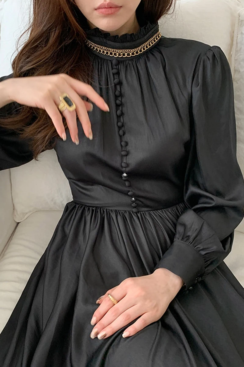 Wavsiyier Stand Collar Dresses Loose Party Woman Elegant A-Line Long Sleeve Winter Dress Women Vintage Korean Style Spring 2021
Wavsiyier Stand Collar Dresses Loose Party Woman Elegant A-Line Long Sleeve Winter Dress Women Vintage Korean Style Spring 2021