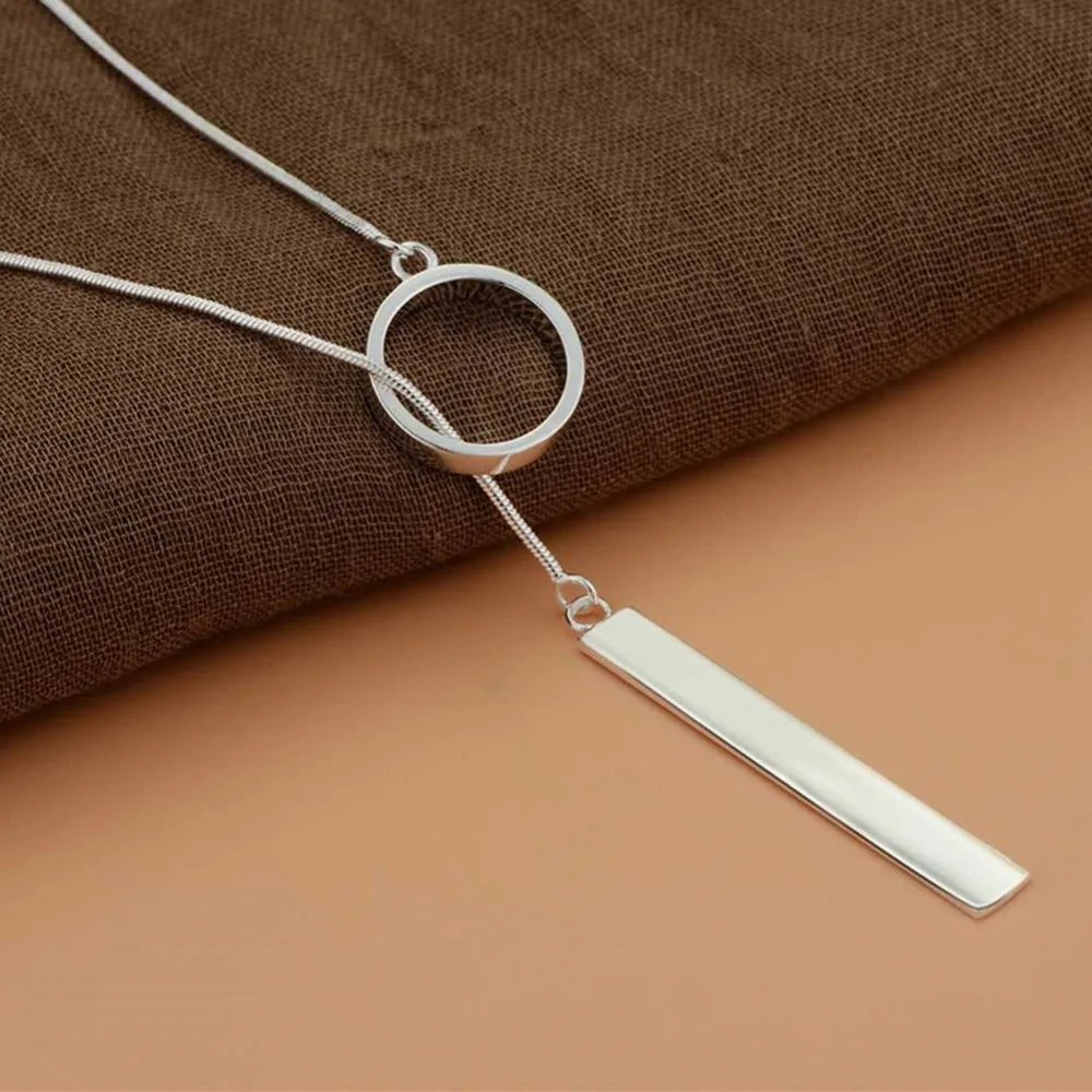 Silver Plated Chain Bar Circle Lariat Necklace Long Strip Pendant Necklaces For Women Jewelry Accessories
Silver Plated Chain Bar Circle Lariat Necklace Long Strip Pendant Necklaces For Women Jewelry Accessories