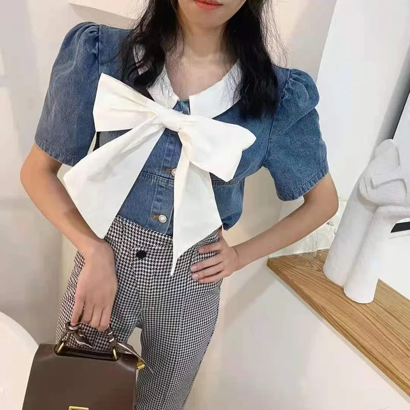 Женская блузка с коротким рукавом в Корейском стиле | одежда