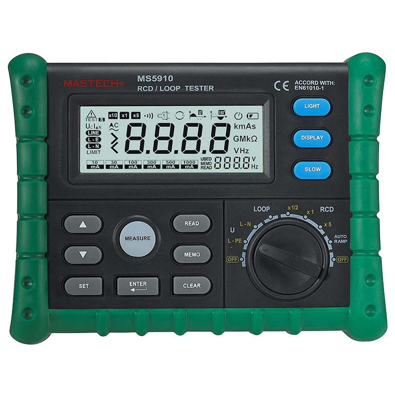 MS5910 RCD/Loop 0.1~2000 ohm Resistance Tester Multimeter Circuit Trip-out Current Voltage Time Detector with USB Interface
MS5910 RCD/Loop 0.1~2000 ohm Resistance Tester Multimeter Circuit Trip-out Current Voltage Time Detector with USB Interface