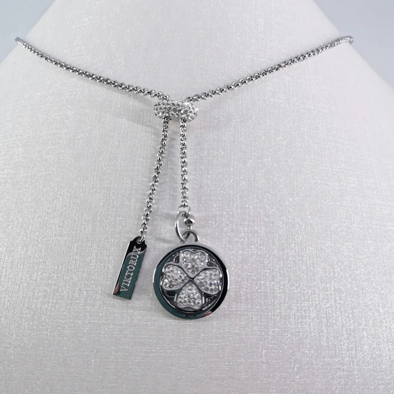 Женское платье с воротником стойкой Acero joyeria trébol colgante de diamantes imitación collar moda largo